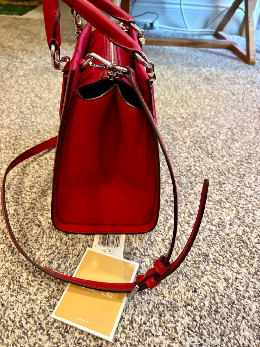 Michael Kors Red Saffiano Satchel with Top Handles and Strap NWT - Picture 5 of 8